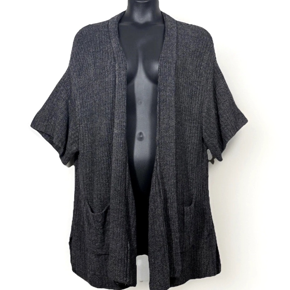 Barefoot Dreams 2X bamboo cozy chic lite heather kimono cardigan sweater 3/4